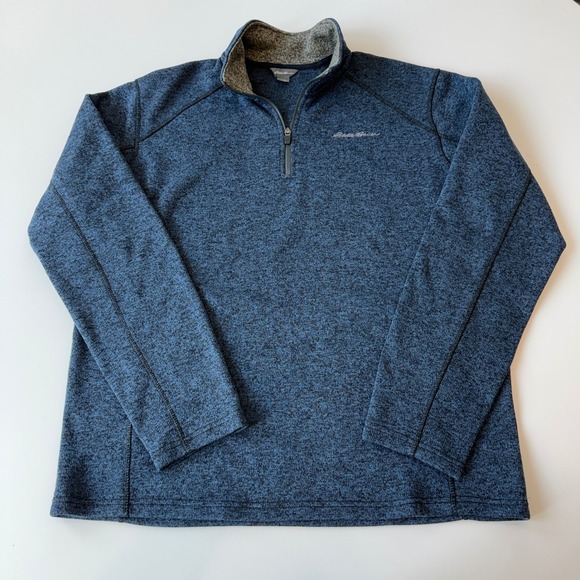 Eddie Bauer Other - Eddie Bauer Cloud Layer Blue Heathered Polyester Fleece 1/4 Zip Pullover Mens XL
